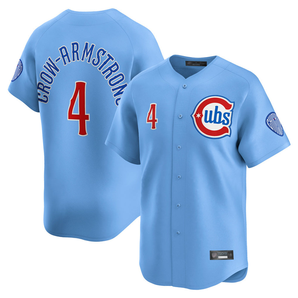 Trusc C.Cubs #4 Pete Crow-Armstrong Player Light Blue Limited Home Stitched Jerseys