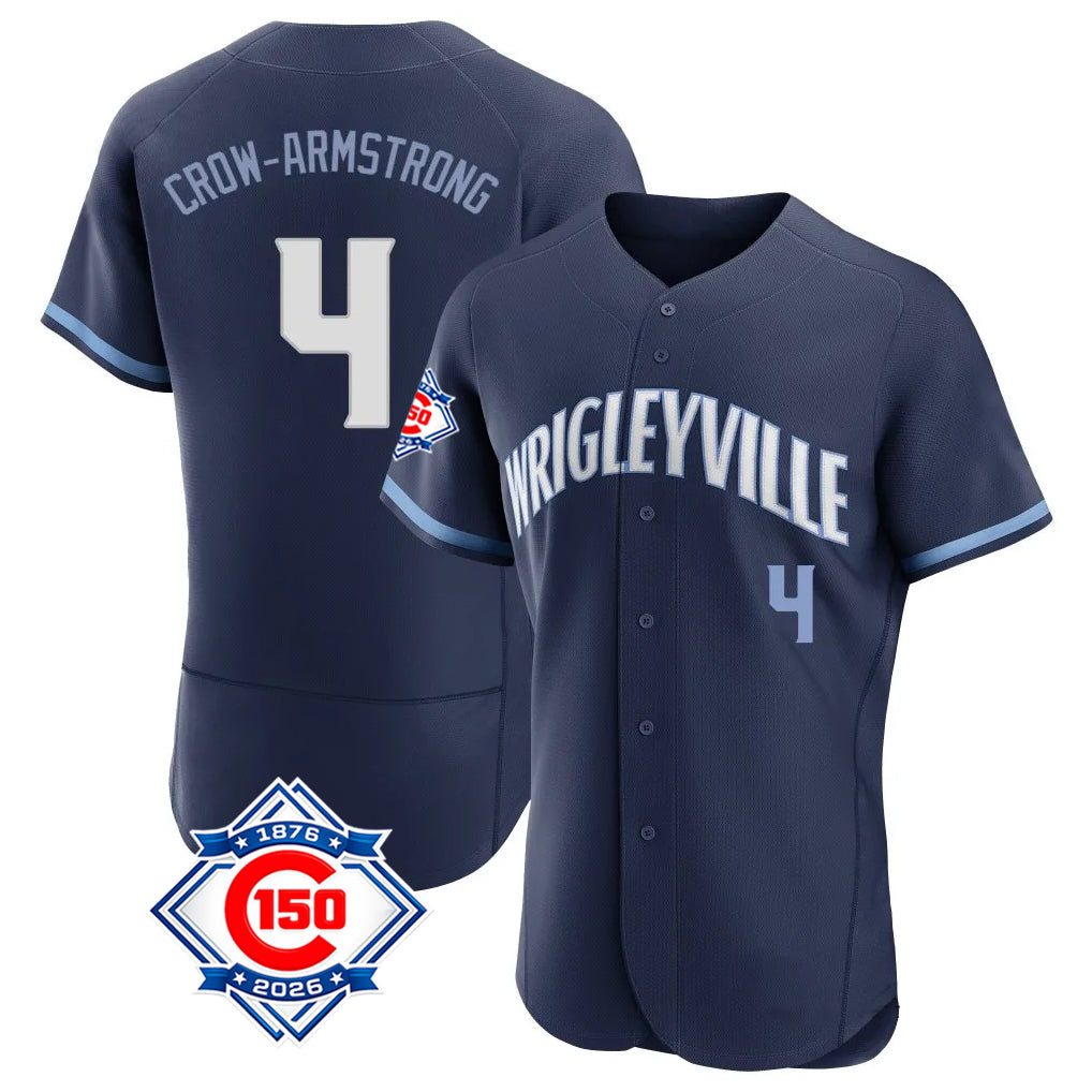 Trusc C.Cubs #4 Pete Crow-Armstrong Player Navy City Connect 150th Anniversary Limited Elite Home Stitched Jerseys