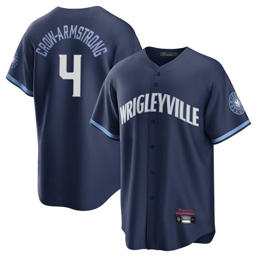 Trusc C.Cubs #4 Pete Crow-Armstrong Player Navy City Connect Home Game Stitched Jerseys