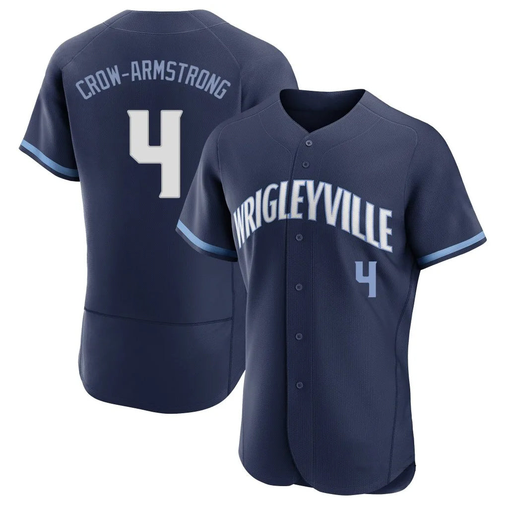 Trusc C.Cubs #4 Pete Crow-Armstrong Player Navy City Connect Limited Elite Home Stitched Jerseys