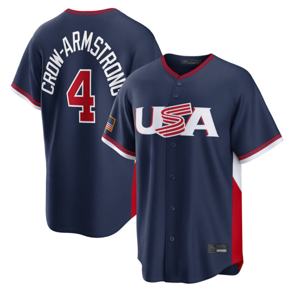 Trusc C.Cubs #4 Pete Crow-Armstrong Player Navy USA 2026 World Classic Home Limited Stitched Jerseys