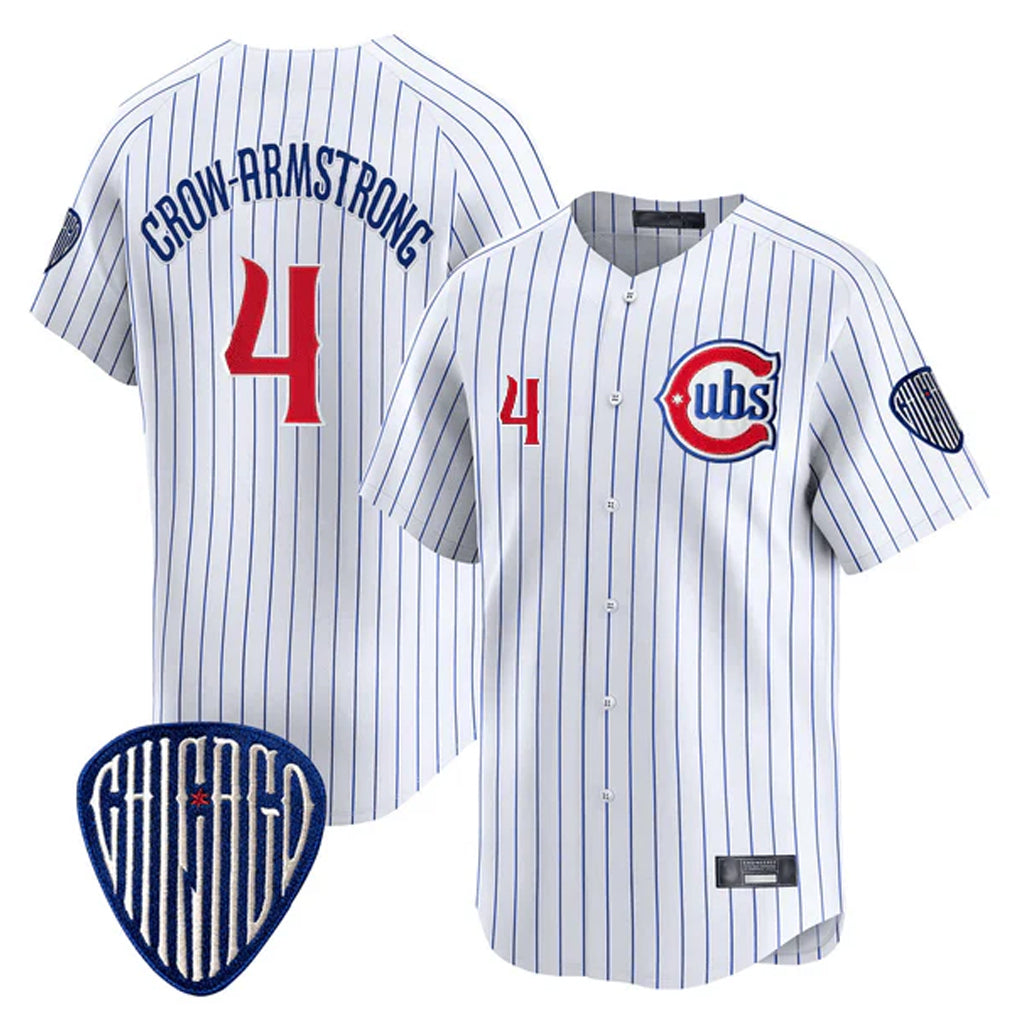 Trusc C.Cubs #4 Pete Crow-Armstrong Player White Pinstripe Vapor Premier Limited Home Stitched Jerseys
