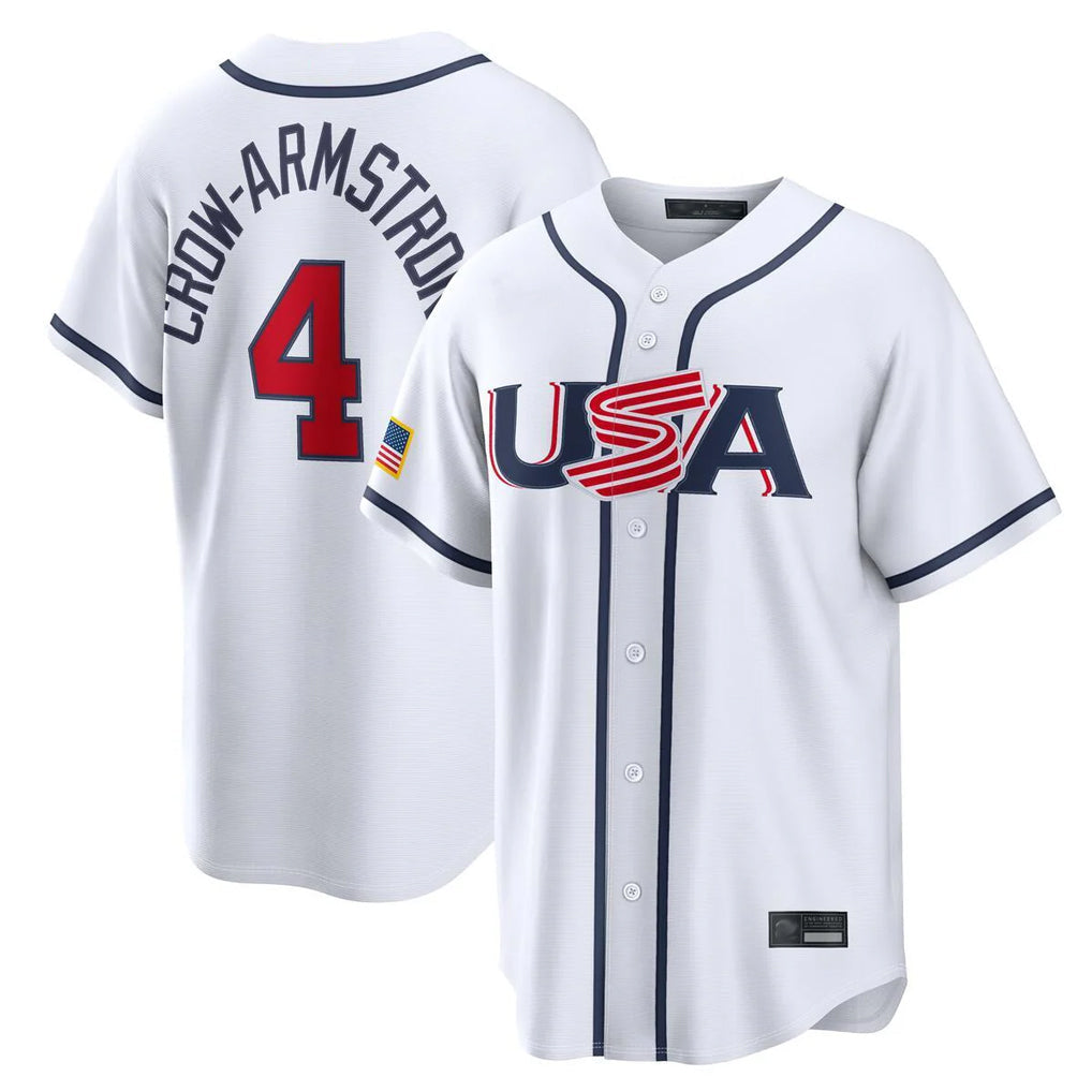 Trusc C.Cubs #4 Pete Crow-Armstrong Player White USA 2026 World Classic Home Limited Stitched Jerseys