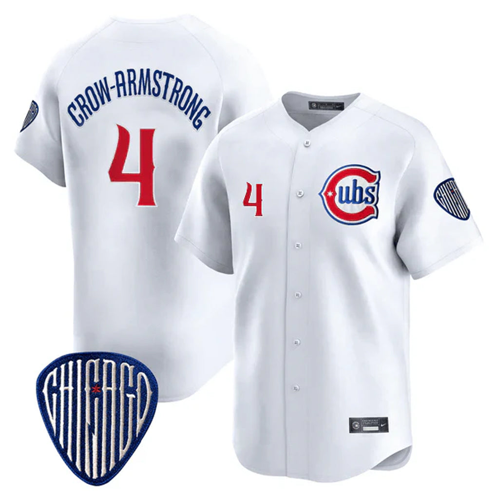 Trusc C.Cubs #4 Pete Crow-Armstrong Player White Vapor Premier Limited Home Stitched Jerseys