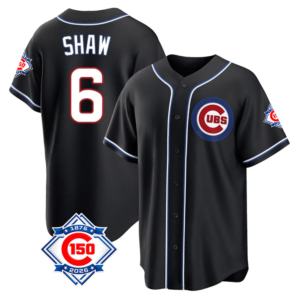 Trusc C.Cubs #6 Matt Shaw Player Black Fashion Out 150th Anniversary Game Stitched Jerseys