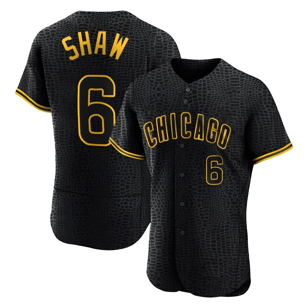 Trusc C.Cubs #6 Matt Shaw Player Black Snake Skin City Limited Elite Home Game Stitched Jerseys