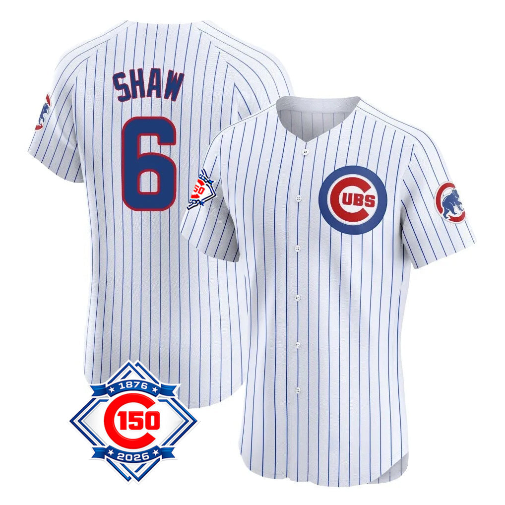 Trusc C.Cubs #6 Matt Shaw Player White 150th Anniversary Limited Elite Home Game Stitched Jerseys