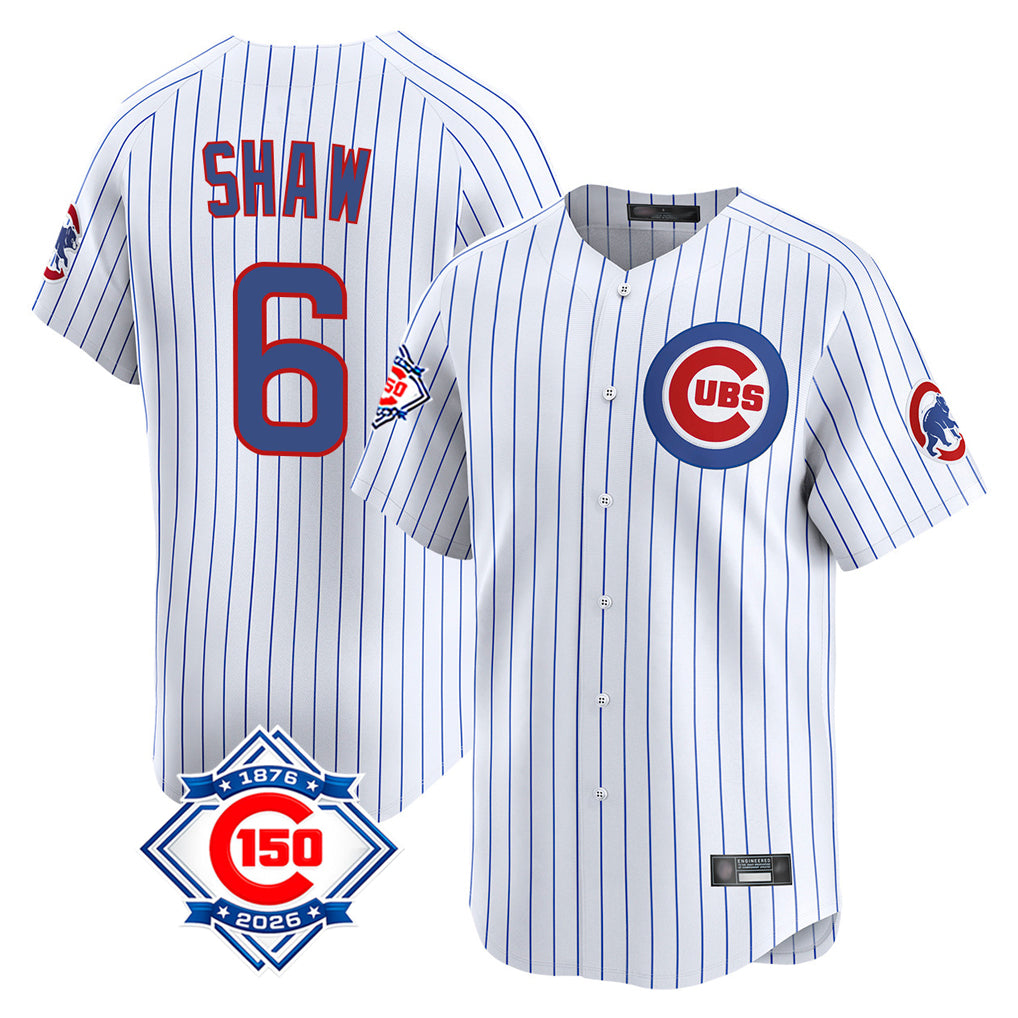 Trusc C.Cubs #6 Matt Shaw Player White 150th Anniversary Limited Home Game Stitched Jerseys