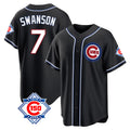 Trusc C.Cubs #7 Dansby Swanson Player Black Fashion Out 150th Anniversary Game Stitched Jerseys