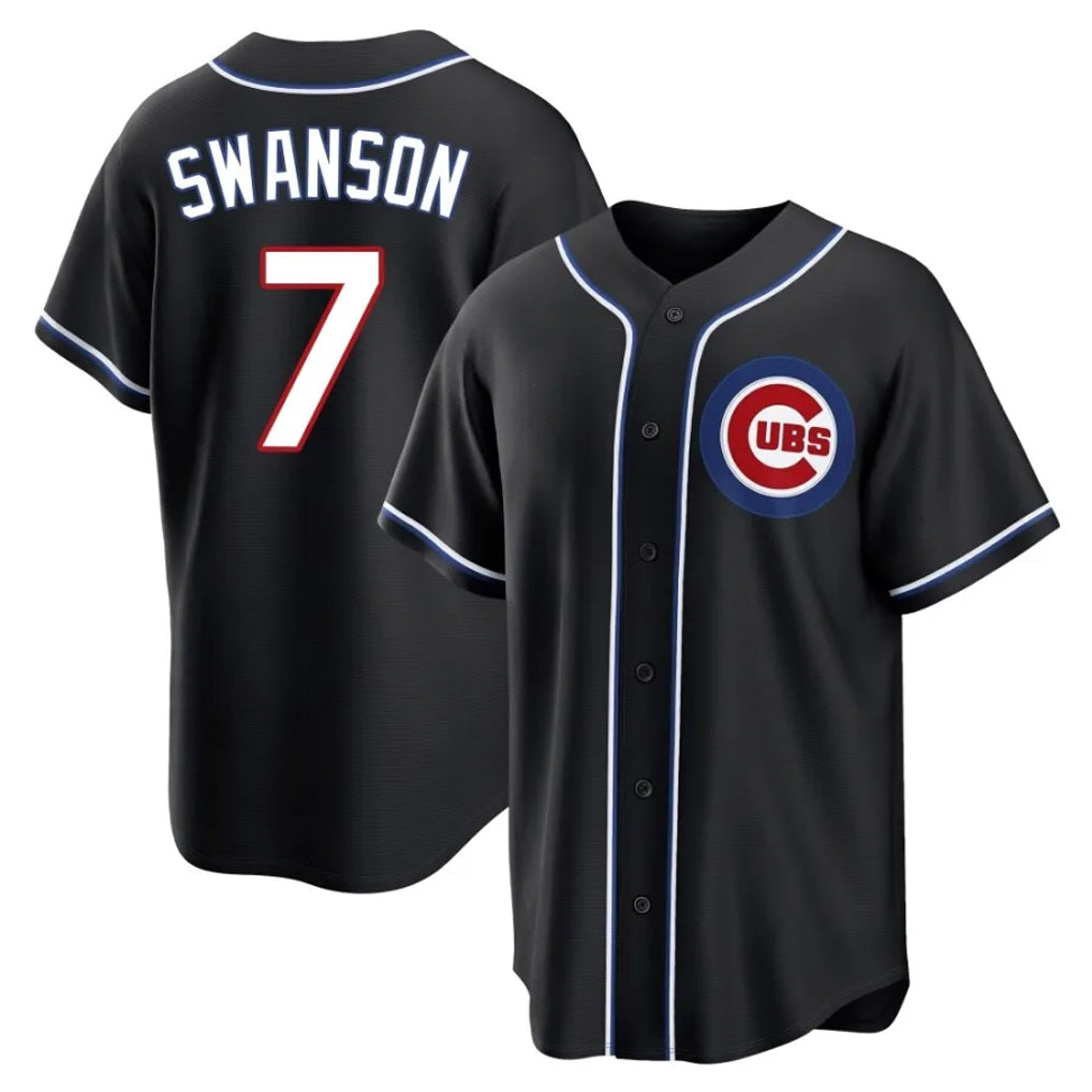 Trusc C.Cubs #7 Dansby Swanson Player Black Fashion Out Game Stitched Jerseys