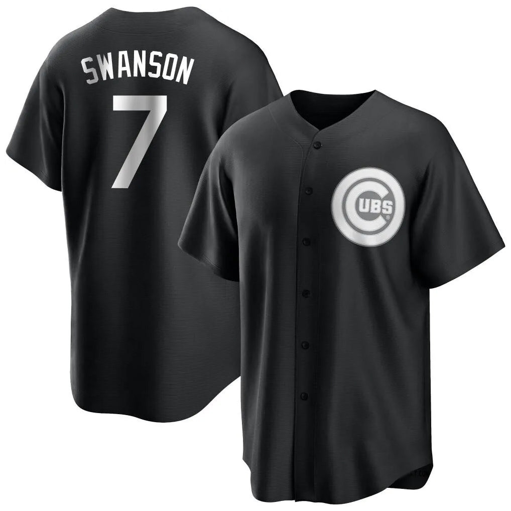 Trusc C.Cubs #7 Dansby Swanson Player Black Game Stitched Jerseys