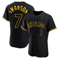 Trusc C.Cubs #7 Dansby Swanson Player Black Snake Skin City Limited Elite Home Game Stitched Jerseys