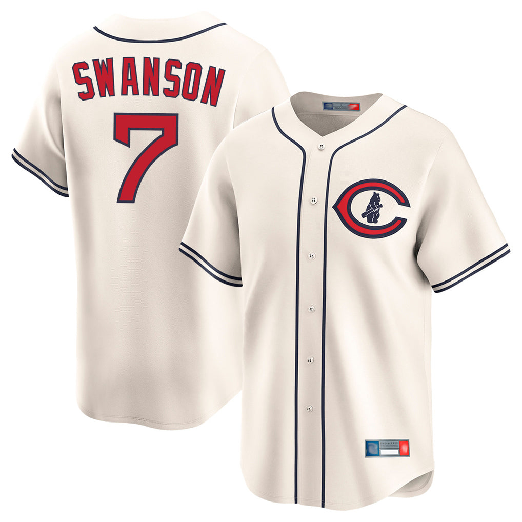 Trusc C.Cubs #7 Dansby Swanson Player Cream Field of Dreams Limited Home Game Stitched Jerseys