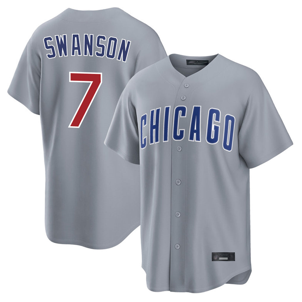 Trusc C.Cubs #7 Dansby Swanson Player Gray Home Game Stitched Jerseys