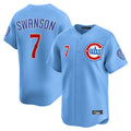 Trusc C.Cubs #7 Dansby Swanson Player Light Blue Limited Home Stitched Jerseys
