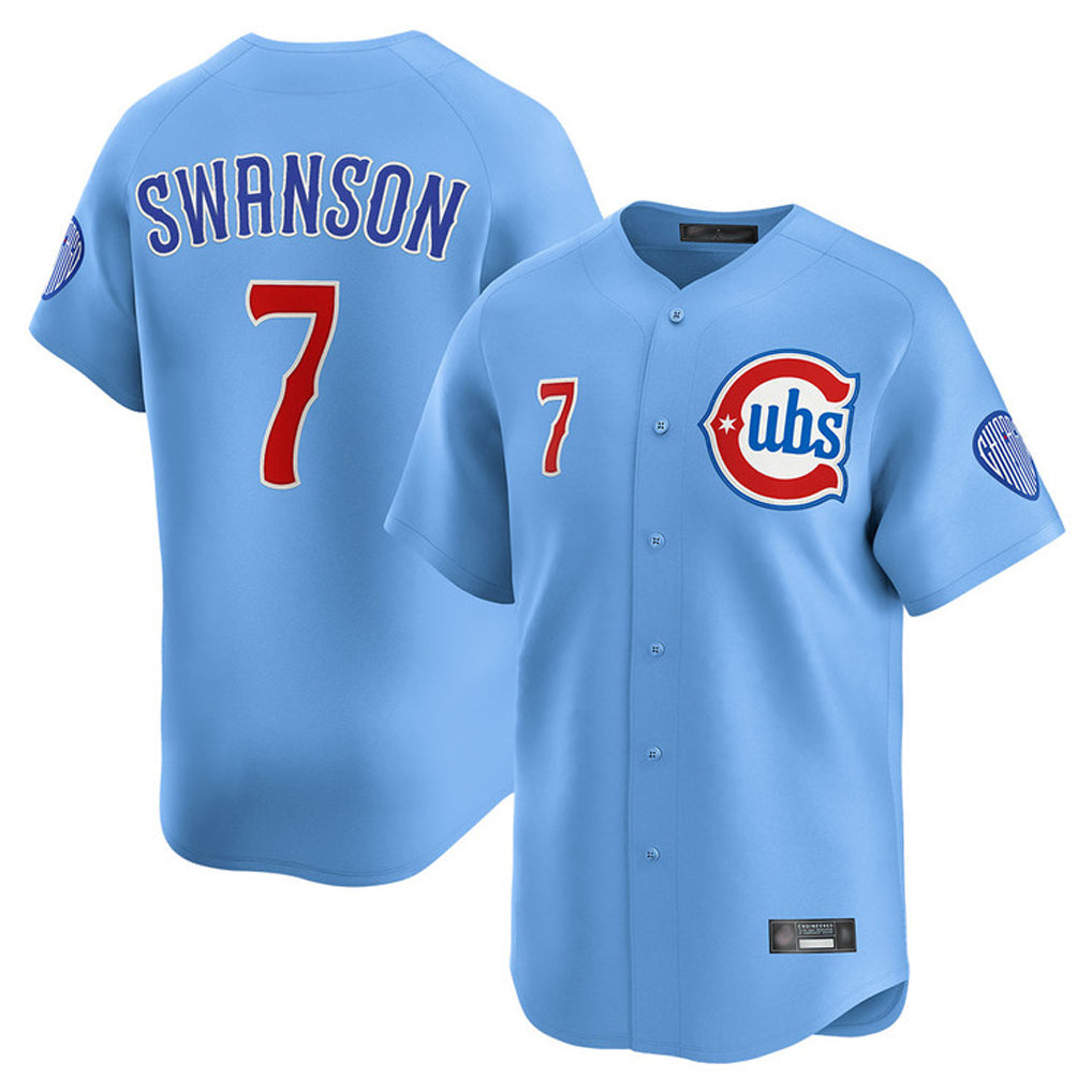 Trusc C.Cubs #7 Dansby Swanson Player Light Blue Limited Home Stitched Jerseys