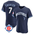 Trusc C.Cubs #7 Dansby Swanson Player Navy City Connect 150th Anniversary Limited Elite Home Stitched Jerseys