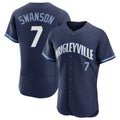 Trusc C.Cubs #7 Dansby Swanson Player Navy City Connect Limited Elite Home Stitched Jerseys