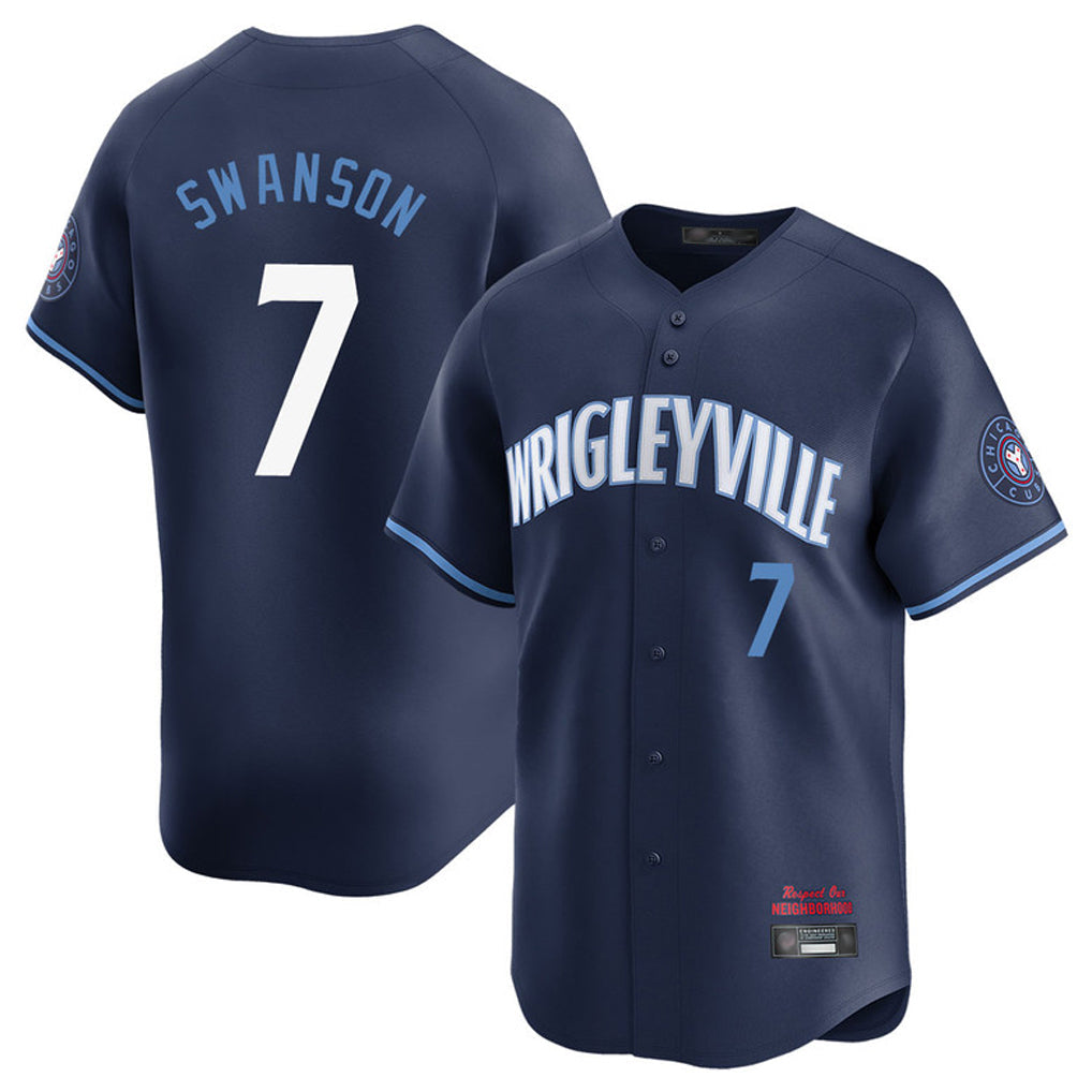 Trusc C.Cubs #7 Dansby Swanson Player Navy City Connect Limited Home Stitched Jerseys
