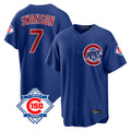 Trusc C.Cubs #7 Dansby Swanson Player Royal 150th Anniversary Home Game Stitched Jerseys