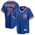 Trusc C.Cubs #7 Dansby Swanson Player Royal T-shirt Cooperstown Collection Limited Stitched Jerseys
