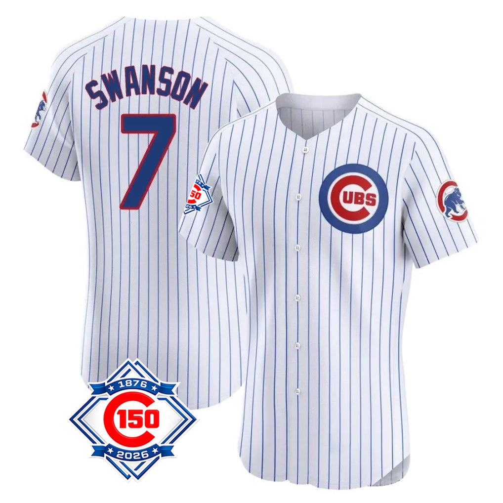Trusc C.Cubs #7 Dansby Swanson Player White Limited Elite Home Game Stitched Jerseys