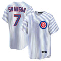 Trusc C.Cubs #7 Dansby Swanson Player White Home Game Stitched Jerseys