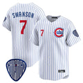 Trusc C.Cubs #7 Dansby Swanson Player White Pinstripe Vapor Premier Limited Home Stitched Jerseys
