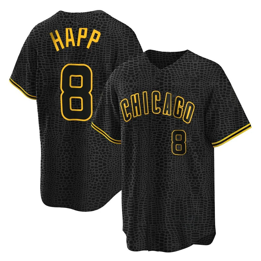 Trusc C.Cubs #8 Ian Happ Player Black Snake Skin City Game Stitched Jerseys