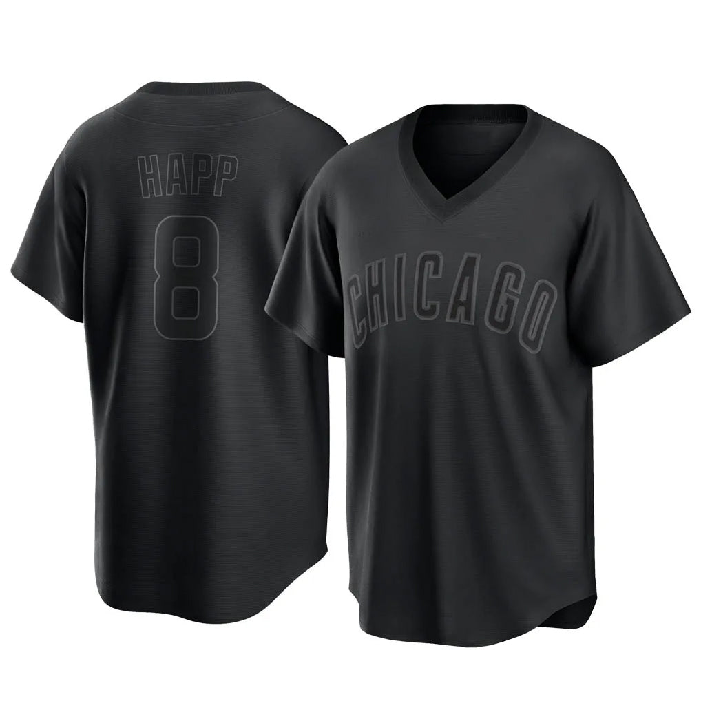 Trusc C.Cubs #8 Ian Happ Player Black T-shirt Home Game Stitched Jerseys