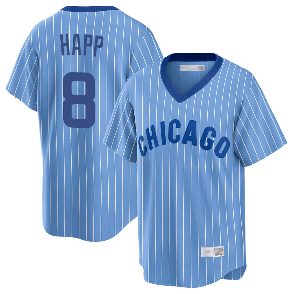 Trusc C.Cubs #8 Ian Happ Player Blue T-shirt Cooperstown Collection Limited Stitched Jerseys