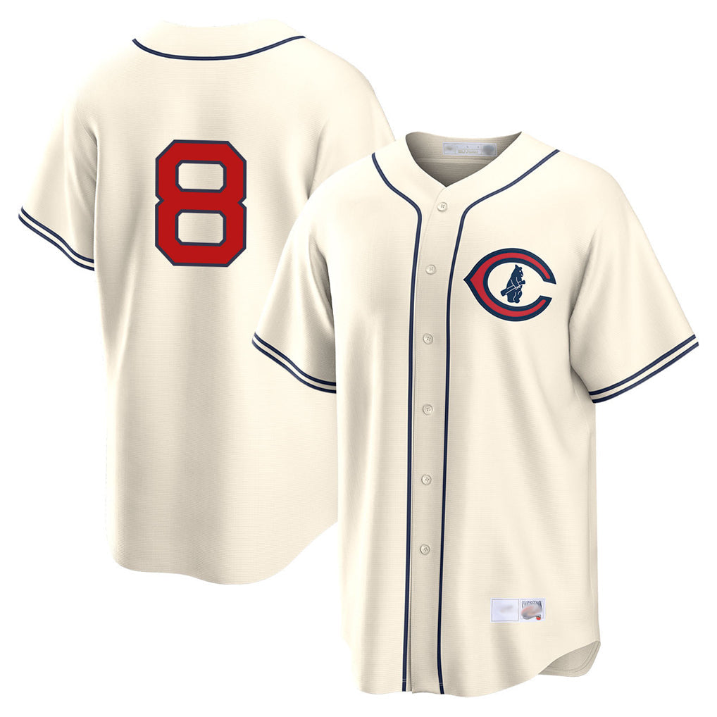 Trusc C.Cubs #8 Ian Happ Player Cream Field of Dreams Home Game Stitched Jerseys