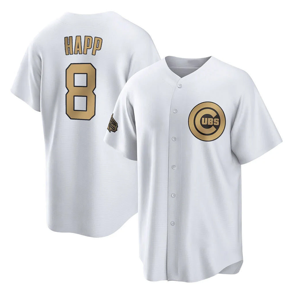 Trusc C.Cubs #8 Ian Happ Player Gold All-Star Game Home Stitched Jerseys