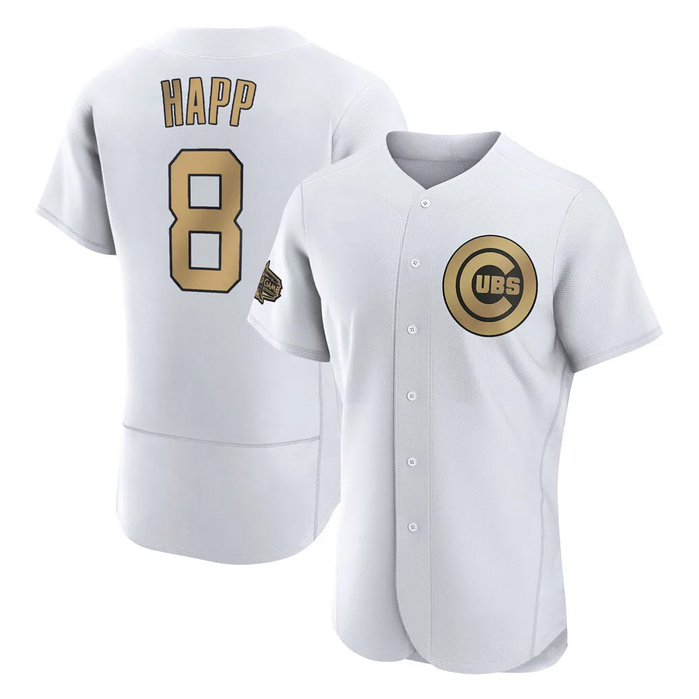 Trusc C.Cubs #8 Ian Happ Player Gold All-Star Limited Elite Home Game Stitched Jerseys