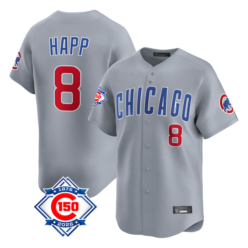 Trusc C.Cubs #8 Ian Happ Player Gray Road 150th Anniversary Limited Home Stitched Jerseys