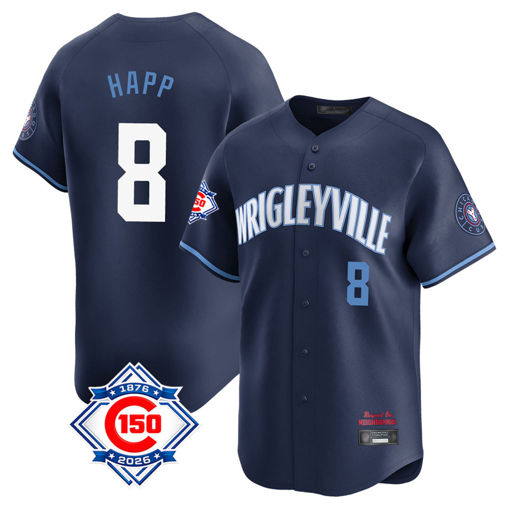Trusc C.Cubs #8 Ian Happ Player Navy City Connect 150th Anniversary Limited Home Stitched Jerseys