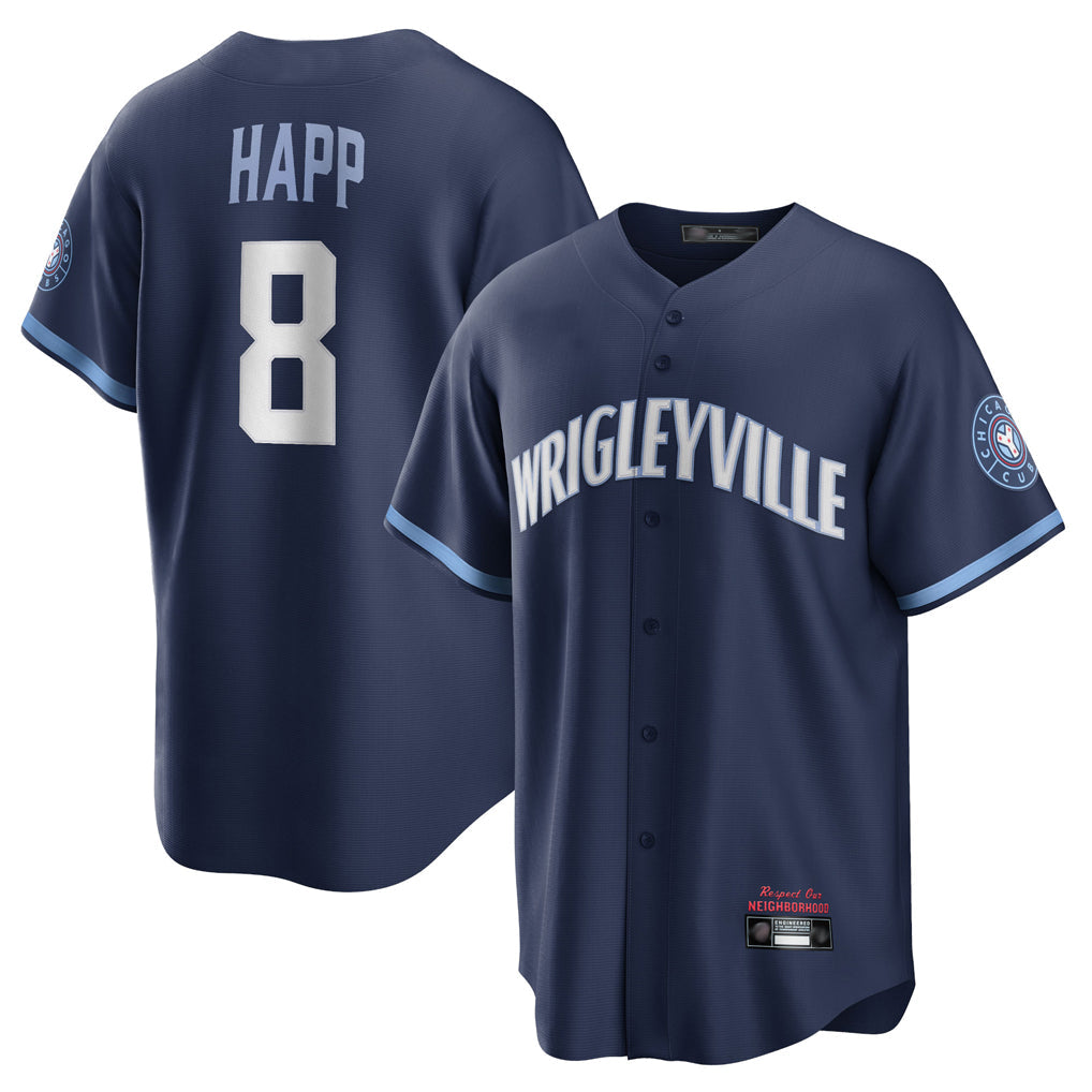 Trusc C.Cubs #8 Ian Happ Player Navy City Connect Home Game Stitched Jerseys