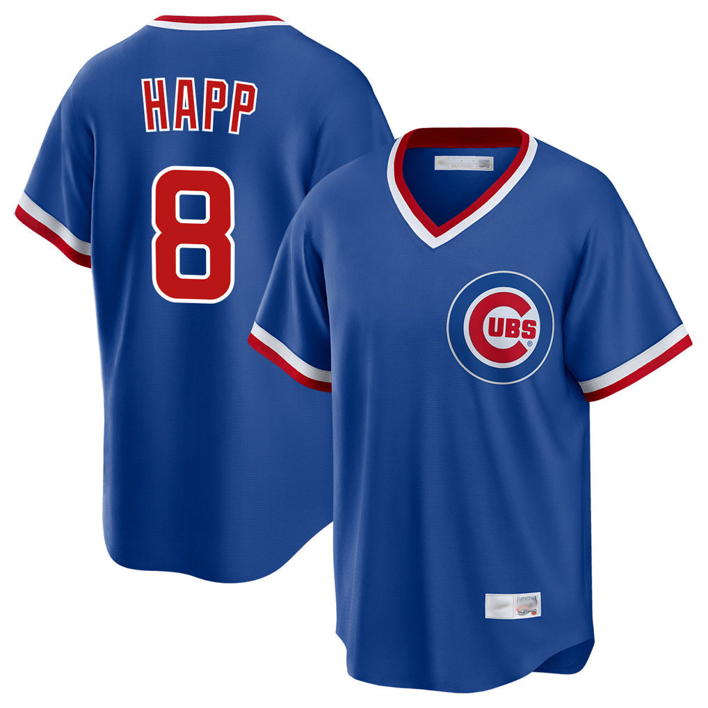 Trusc C.Cubs #8 Ian Happ Player Royal T-shirt Cooperstown Collection Limited Stitched Jerseys
