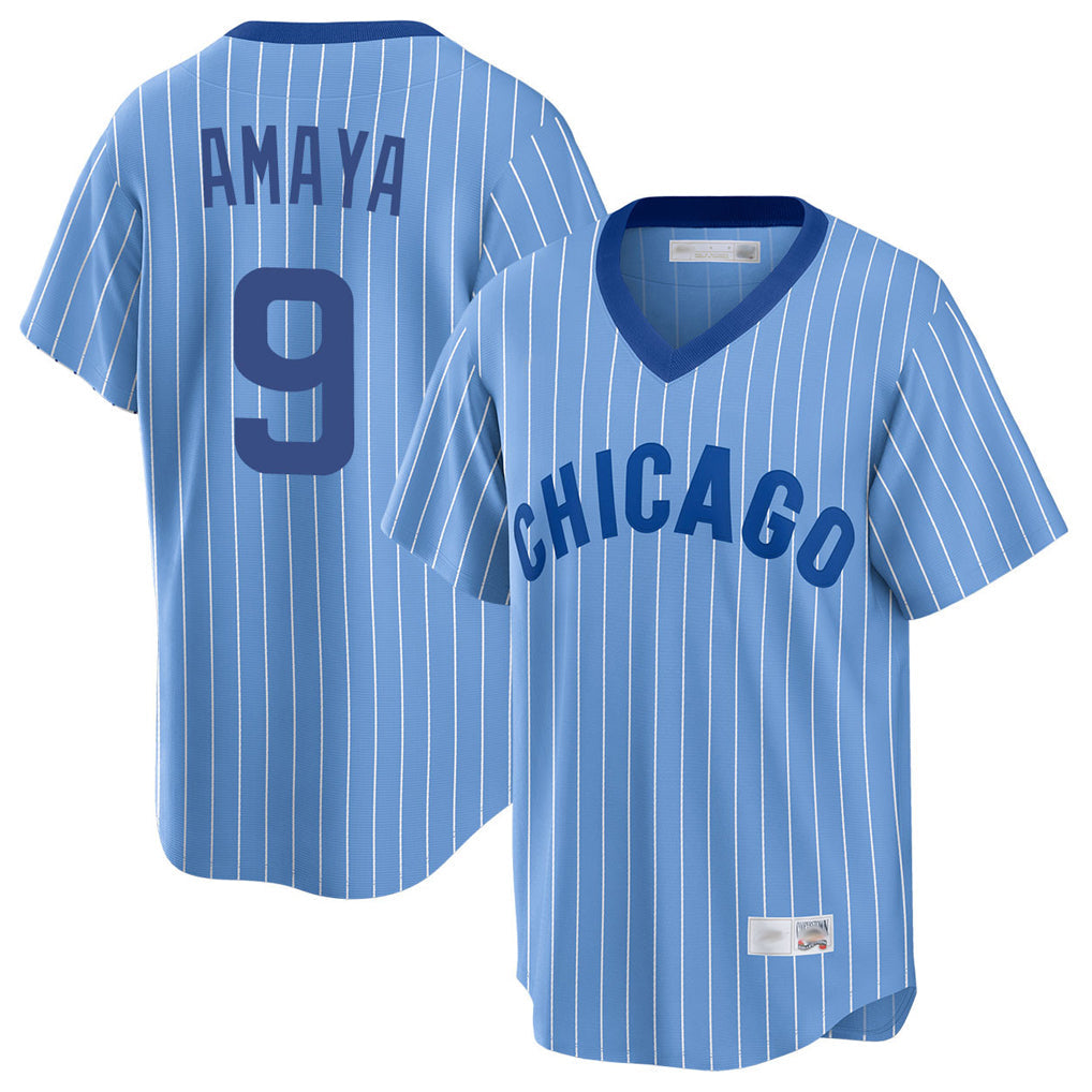 Trusc C.Cubs #9 Miguel Amaya Player Blue T-shirt Cooperstown Collection Limited Stitched Jerseys
