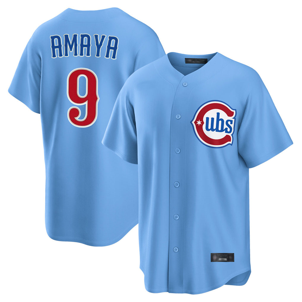 Trusc C.Cubs #9 Miguel Amaya Player Light Blue Home Game Stitched Jerseys