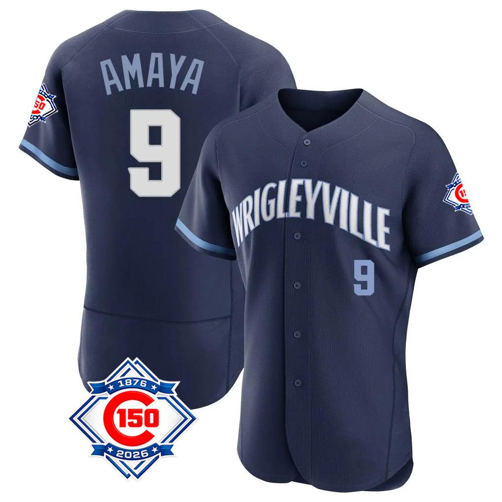 Trusc C.Cubs #9 Miguel Amaya Player Navy City Connect 150th Anniversary Limited Elite Home Stitched Jerseys