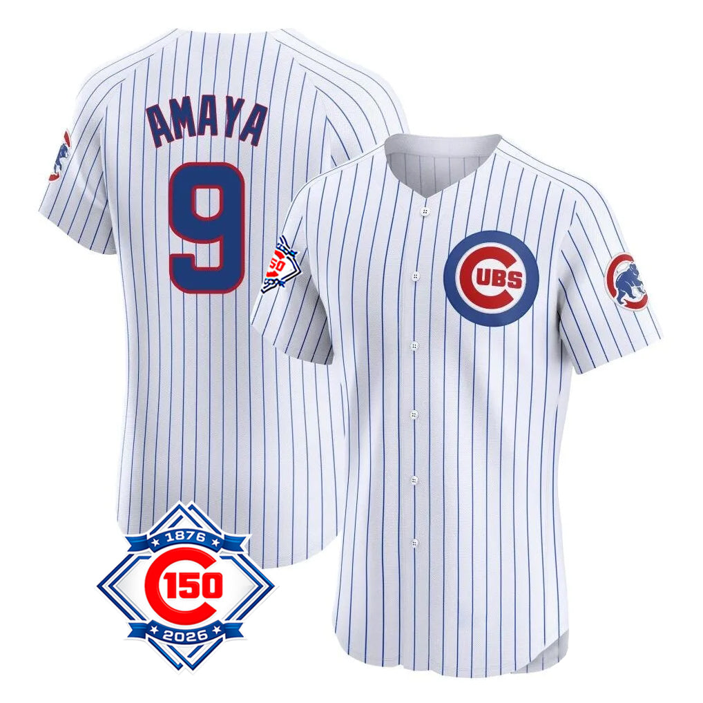 Trusc C.Cubs #9 Miguel Amaya Player White 150th Anniversary Limited Elite Home Game Stitched Jerseys