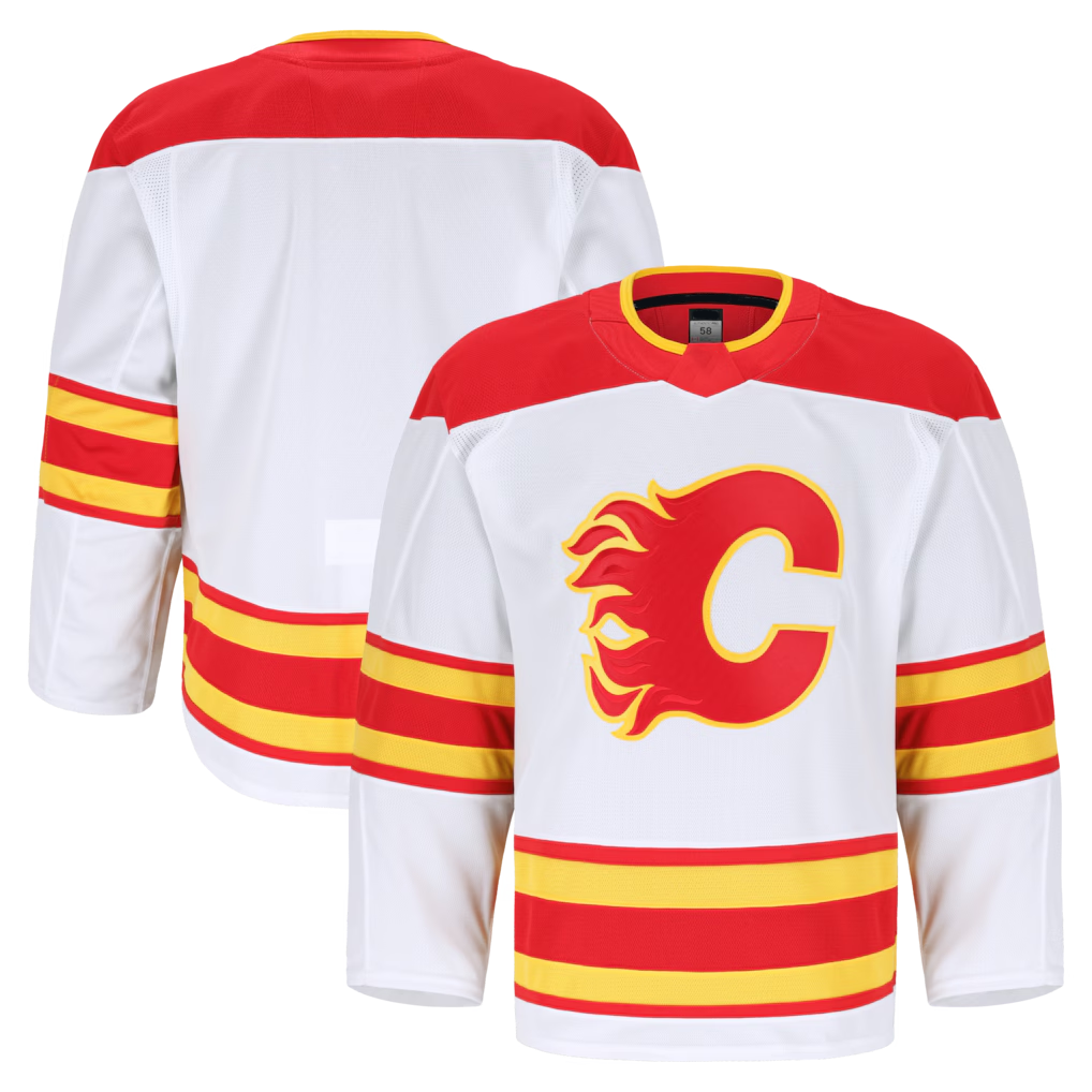 Trusc C.Flames White Away Authentic Pro Jerseys