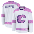Trusc C.Flames White Hockey Fights Cancer Survivor Practice Jerseys