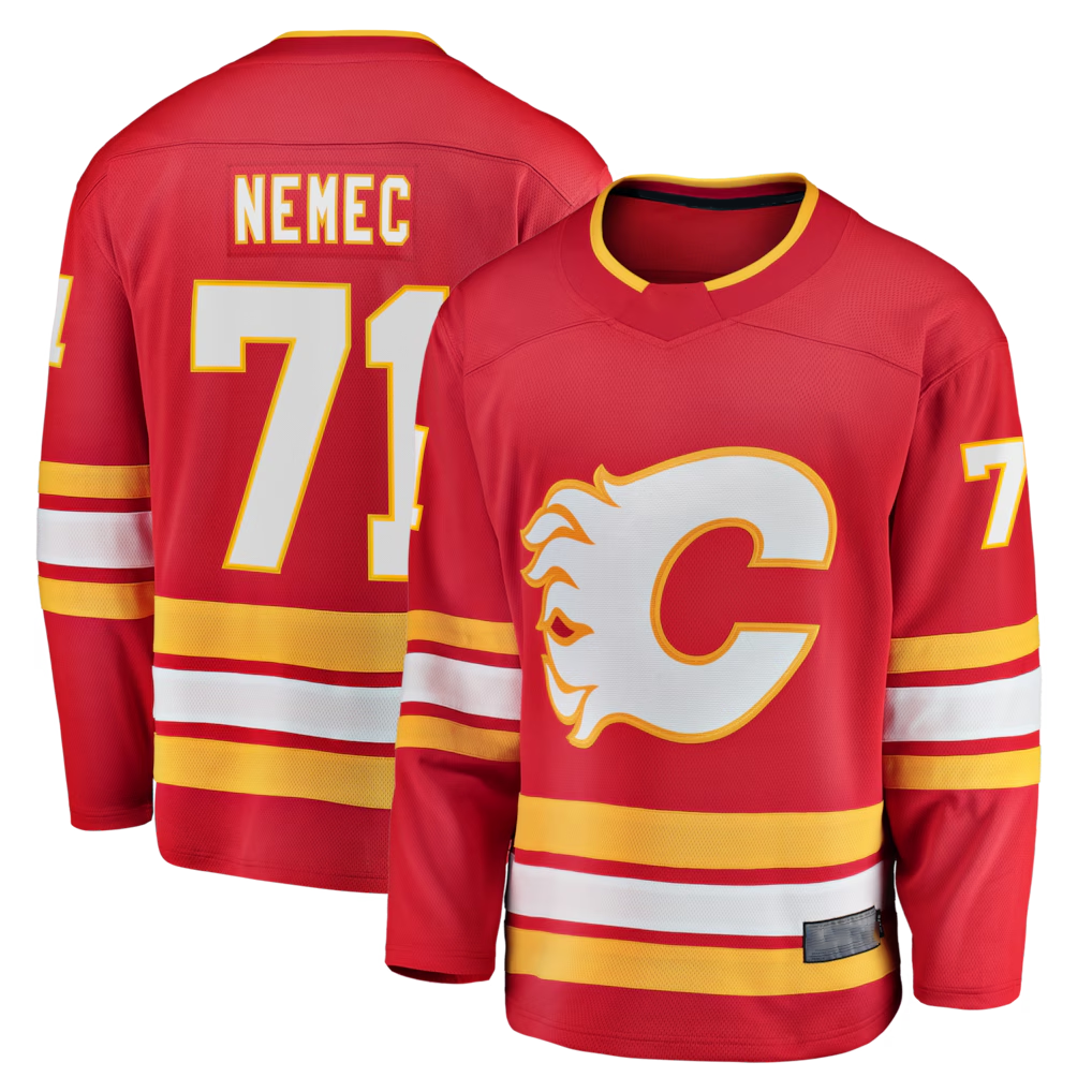 Trusc C.Flames #71 Simon Nemec Red Home Breakaway Jerseys