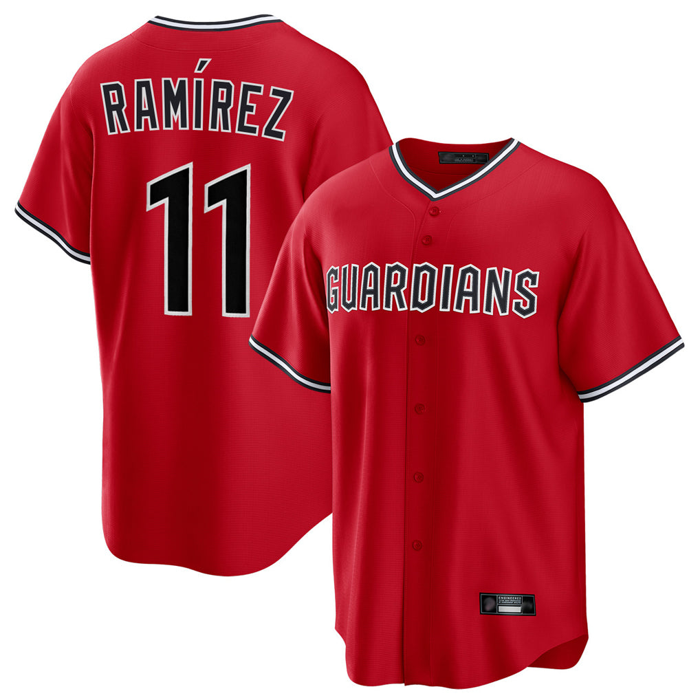 Trusc C.Guardians #11 Jose Ramirez Player Red Home Game Stitched Jerseys