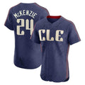 Trusc C.Guardians #24 Triston McKenzie Player Navy City Connect Limited Elite Home Stitched Jerseys