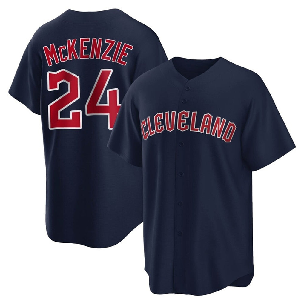 Trusc C.Guardians #24 Triston McKenzie Player Navy Game Home Stitched Jerseys