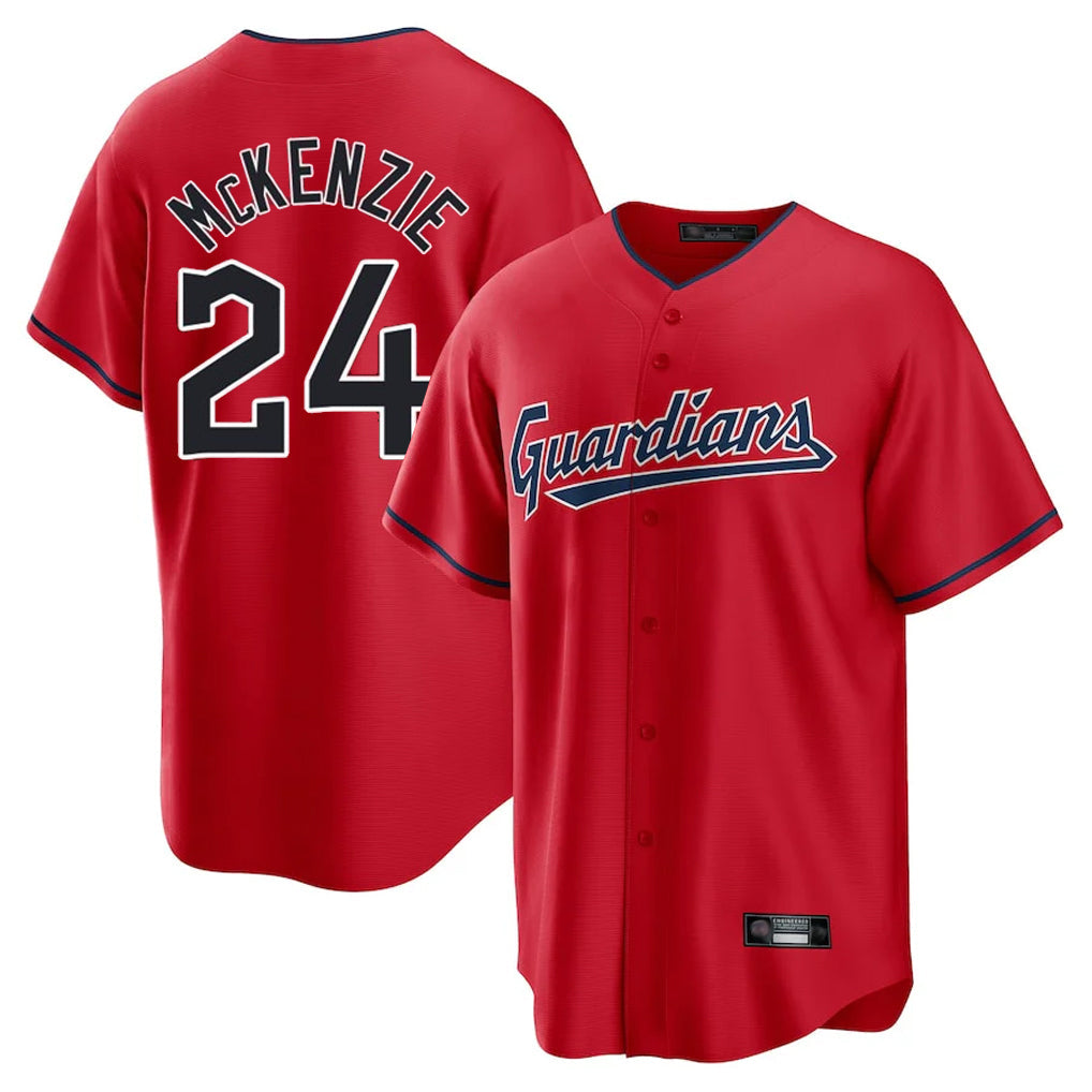Trusc C.Guardians #24 Triston McKenzie Player Red Home Game Stitched Jerseys