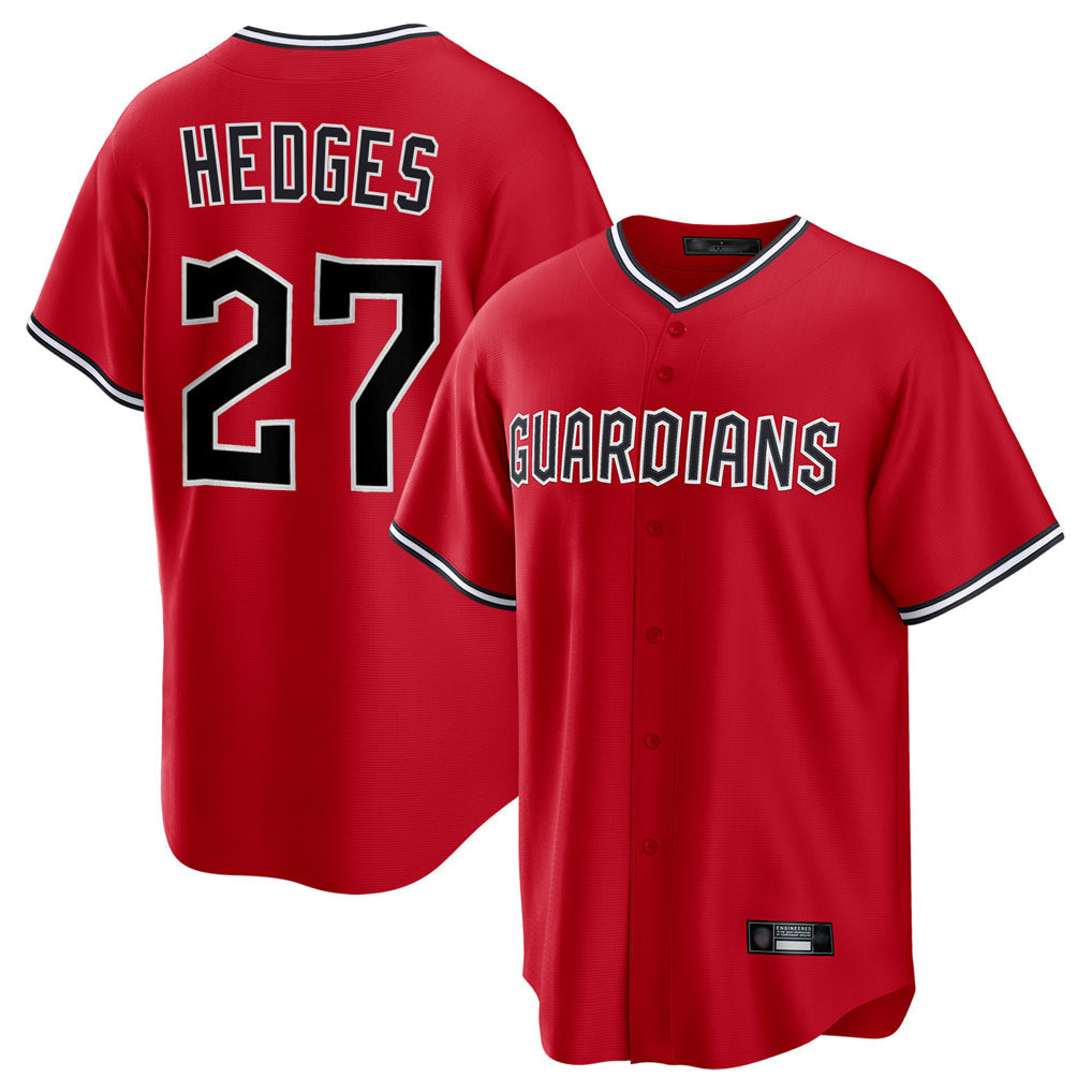 Trusc C.Guardians #27 Austin Hedges Player Red Home Game Stitched Jerseys